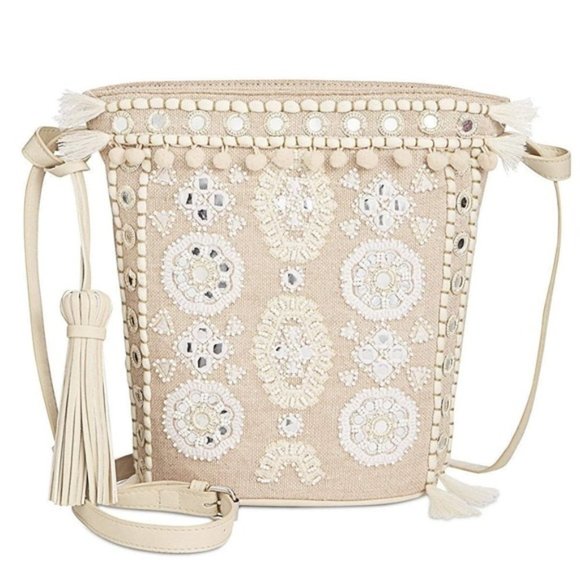 Angel By L. Martino Small Bucket Crossbody Natural - Picture 1 of 2